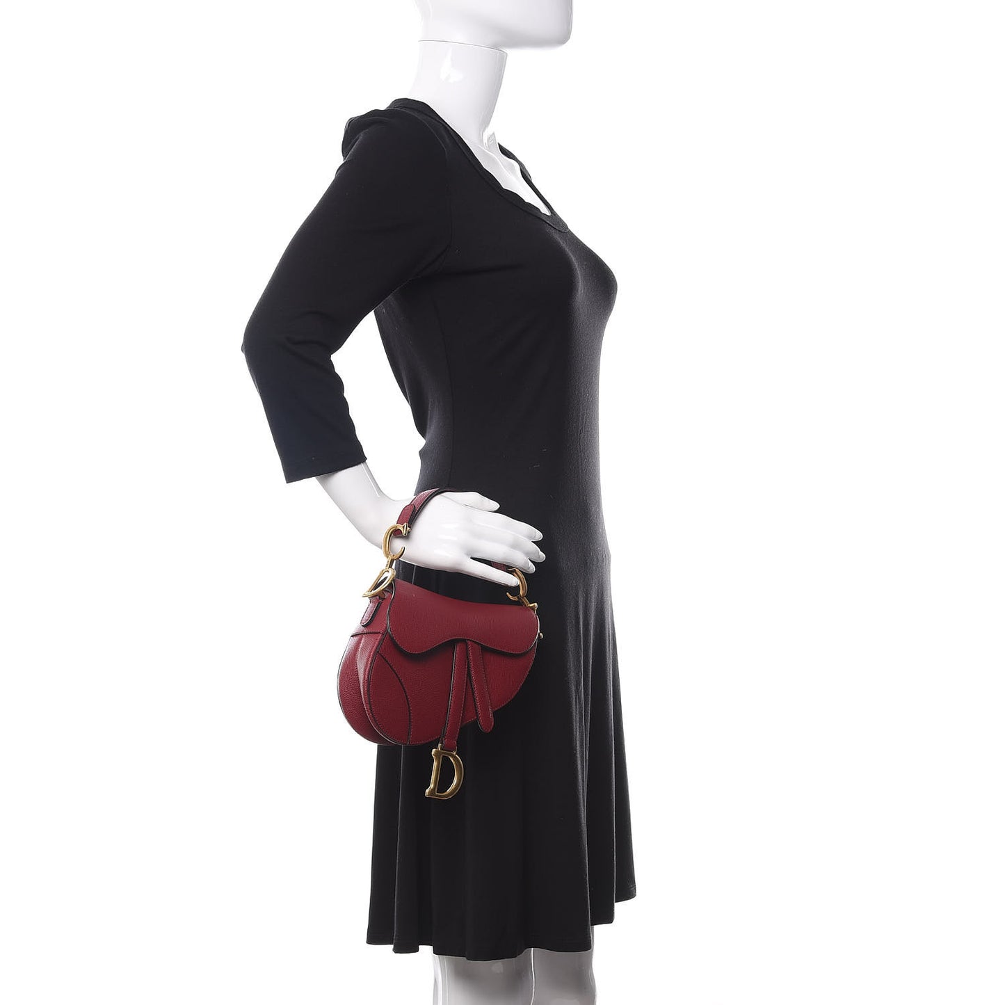 Grained Calfskin Mini Saddle Bag Red