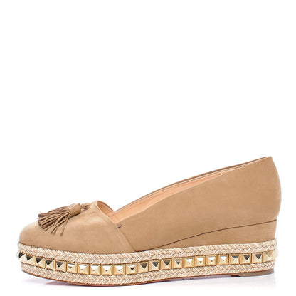 Christian Louboutin Suede Carmel CA 70 Wedge Espadrilles 39 Noisette 1 of 7