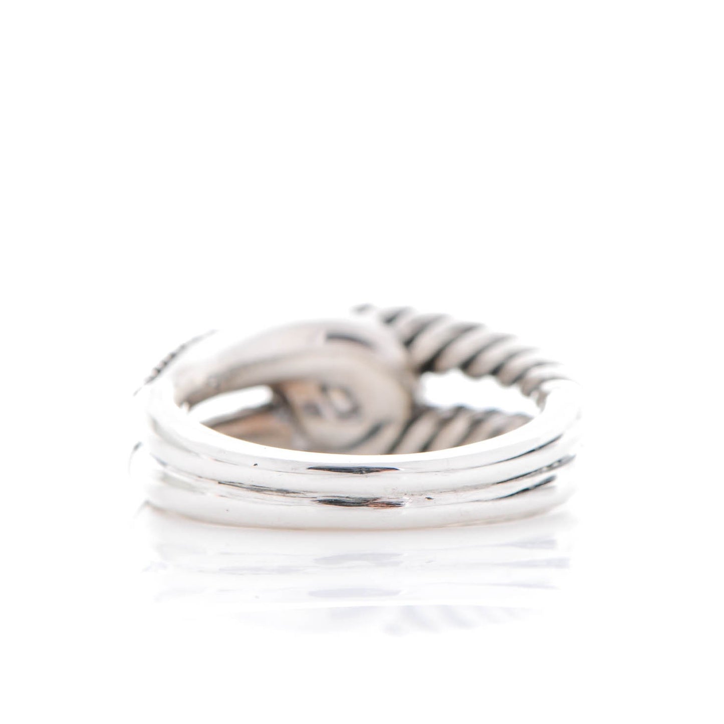 Sterling Silver Pave Diamond Single Loop Labyrinth Ring 6.75