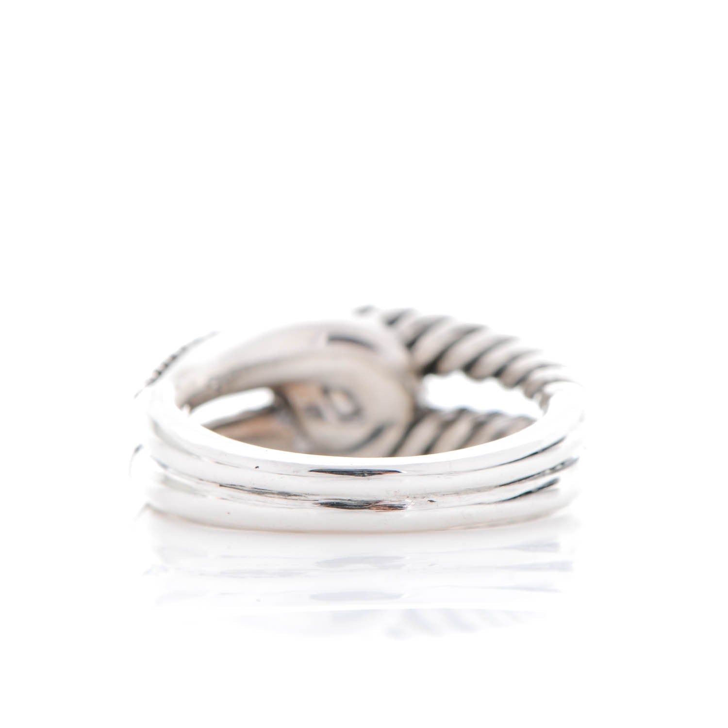 David Yurman Sterling Silver Pave Diamond Single Loop Labyrinth Ring 6.75 4 of 6