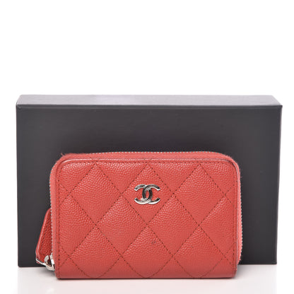 Chanel Caviar Quilted Zip Coin Purse Red 14 of 14