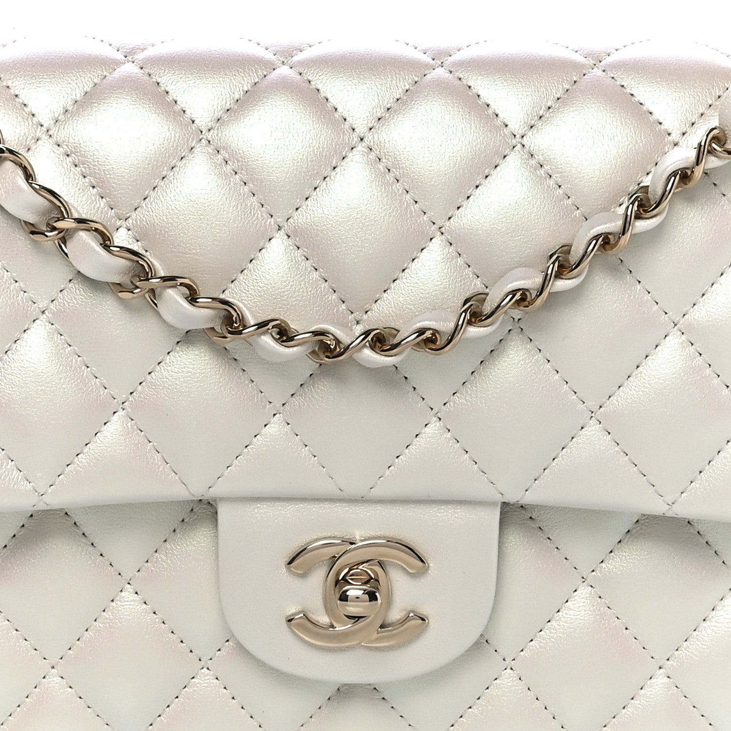 Chanel Iridescent Calfskin Quilted Medium Double Flap White 5 of 11