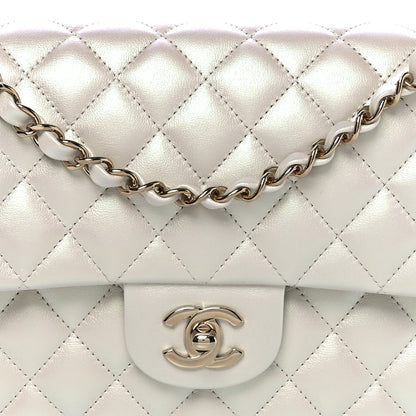 Chanel Iridescent Calfskin Quilted Medium Double Flap White 5 of 11