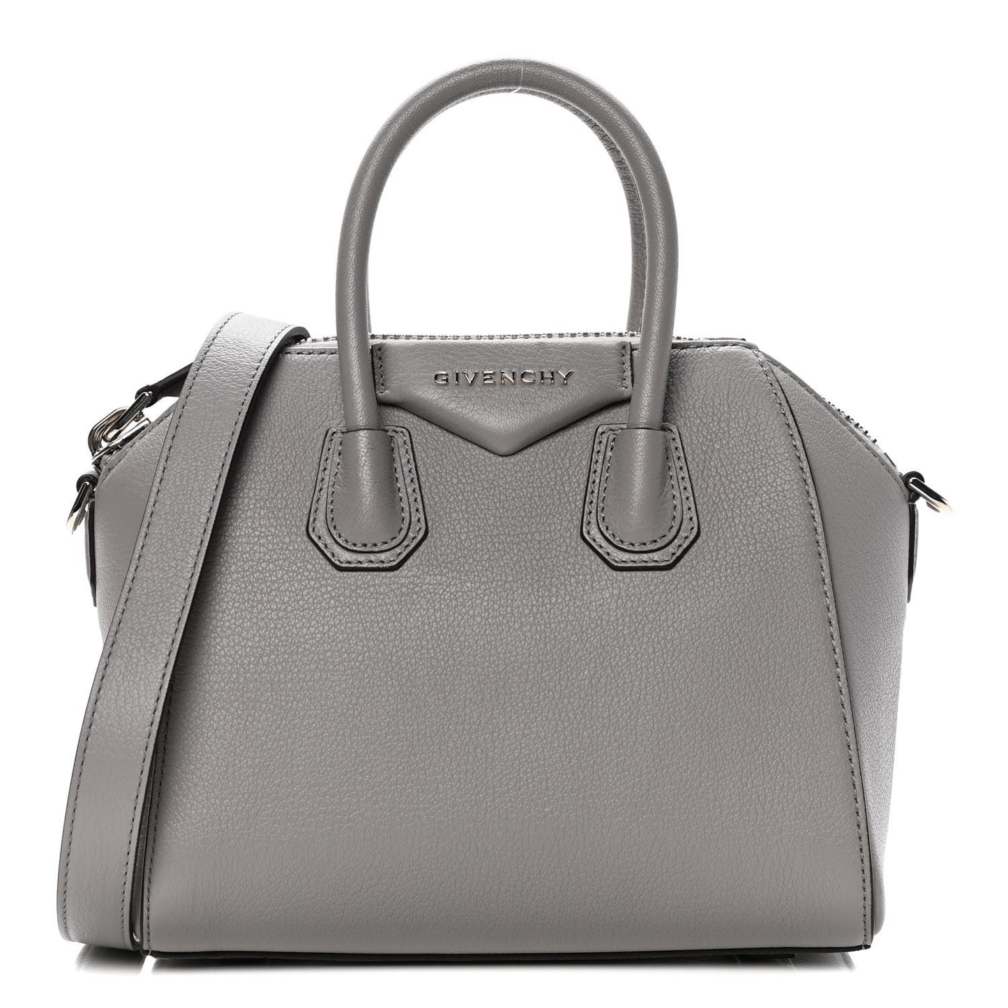 Sugar Goatskin Mini Antigona Pearl Grey