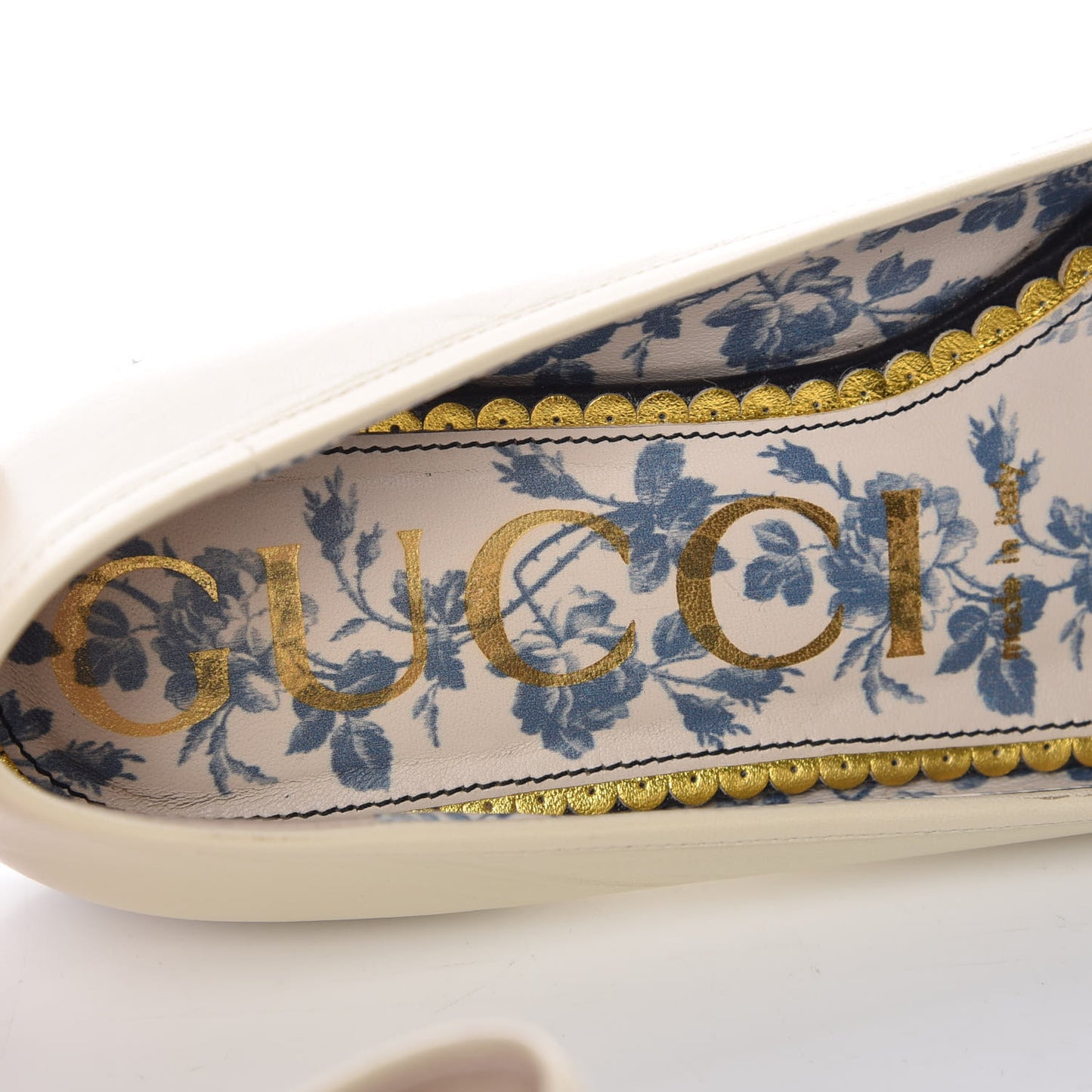 Calfskin Web Bow Womens Ballet Flats 37.5 Black Vintage White