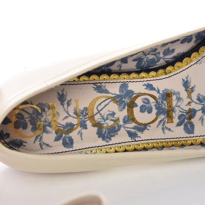 Gucci Calfskin Web Bow Womens Ballet Flats 37.5 Black Vintage White 10 of 11