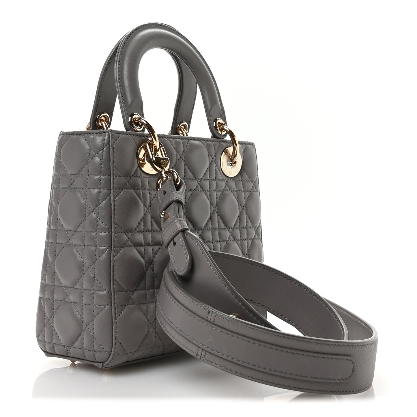 Lambskin Cannage Small Lucky Badges My Lady Dior Grey