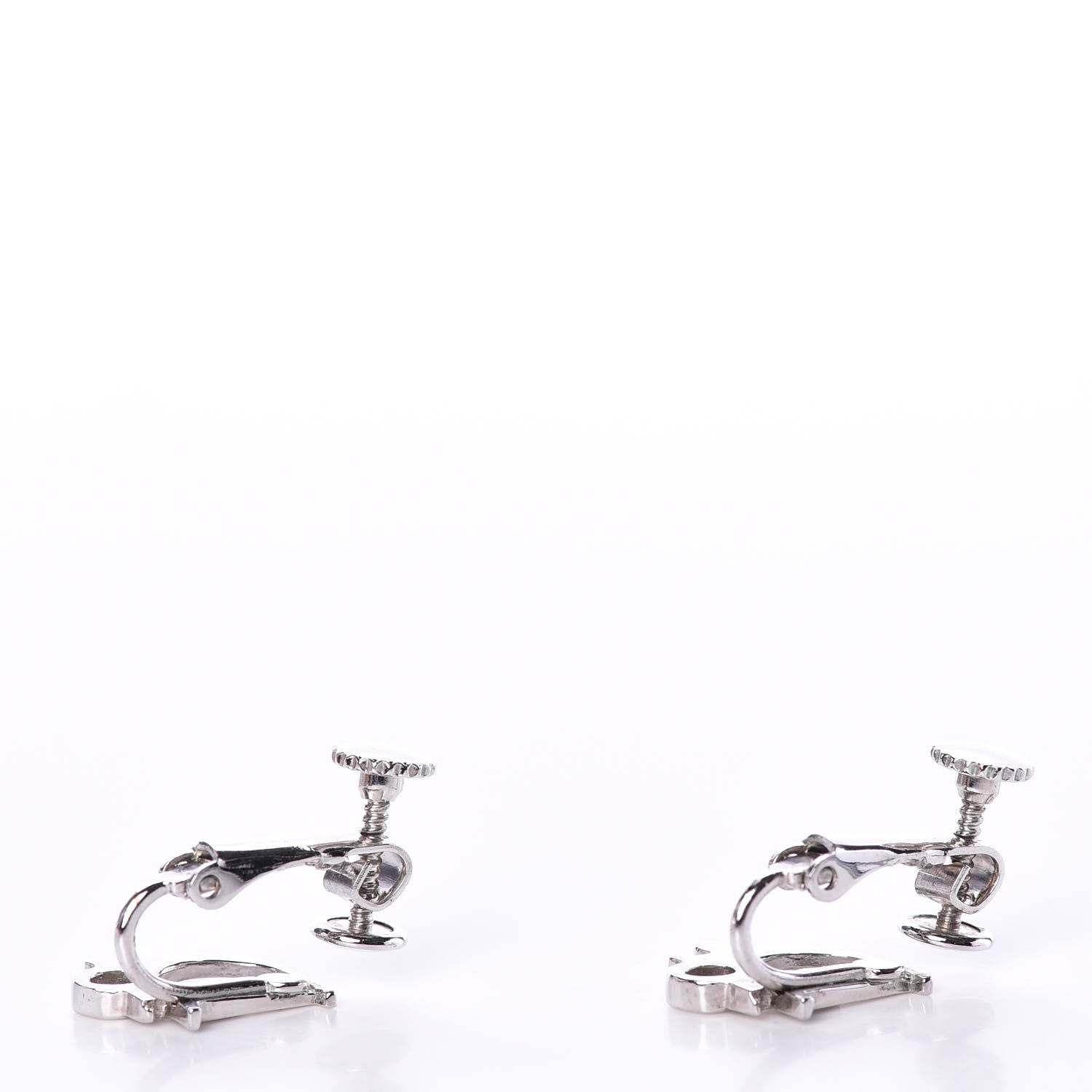 Christian Dior Logo Earrings Silver 4 of 5