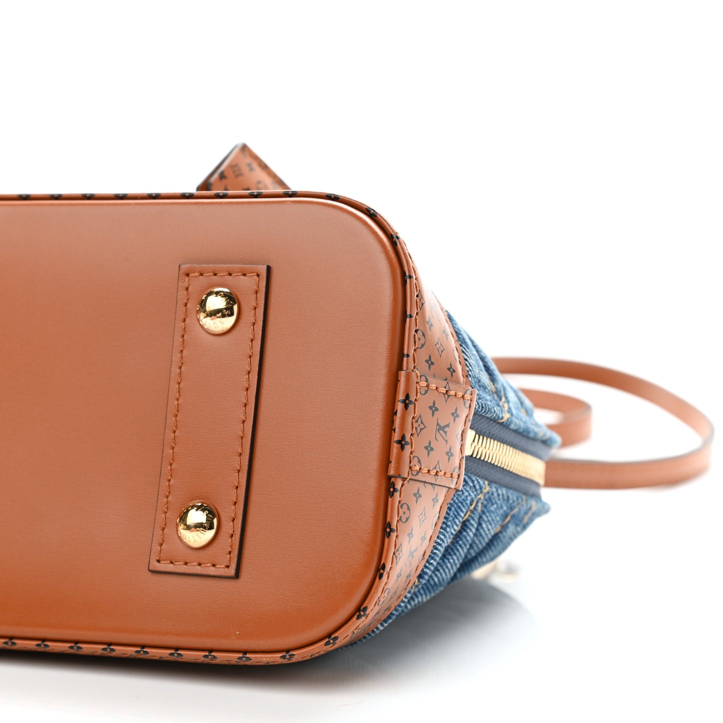 Denim Calfskin Reverse Monogram Malletage Alma BB Blue