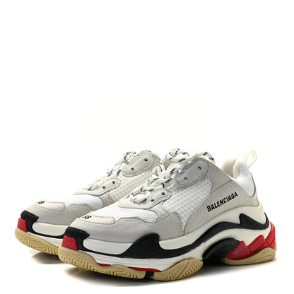 Balenciaga Fabric Mesh Womens Triple S Sneakers 38 Grey Red White 2 of 10