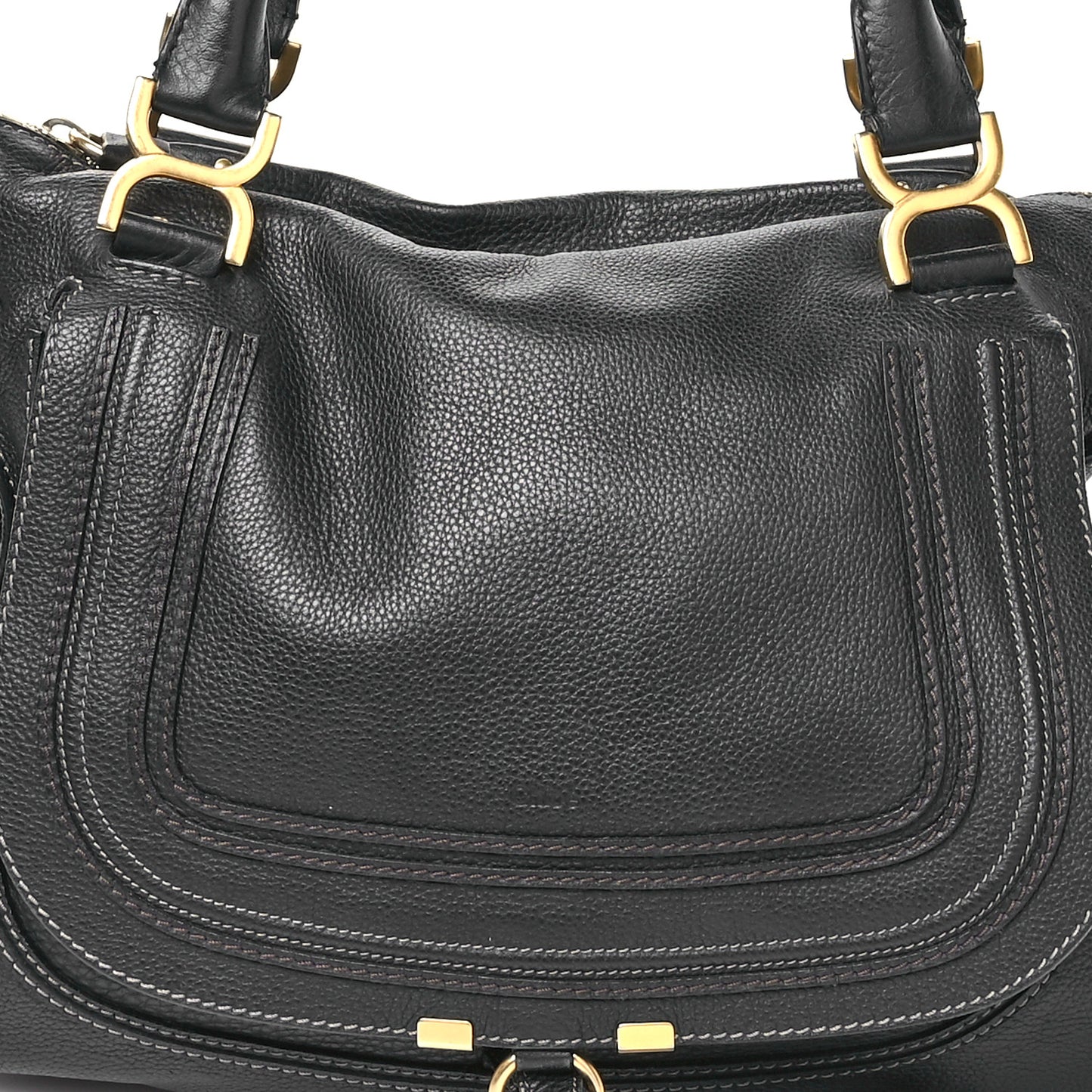 Calfskin Large Marcie Satchel Black