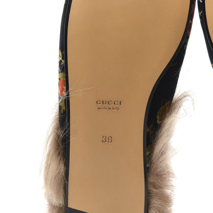 Gucci Velvet Fur Floral Womens Princetown Slippers 38 Black 6 of 8