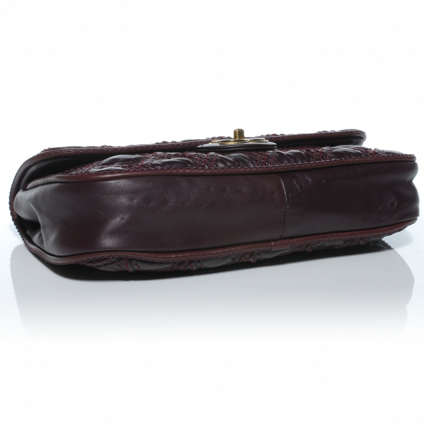 Calfskin Quilted Stitch Flap Plum