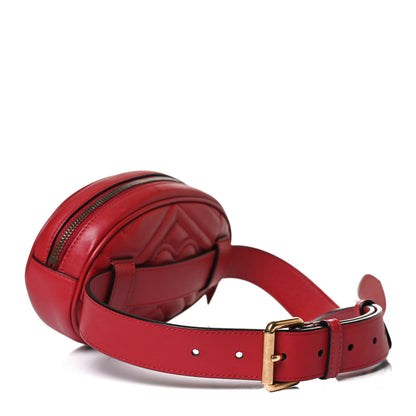 Gucci Calfskin Matelasse GG Marmont Belt Bag 75 30 Hibiscus Red 3 of 9