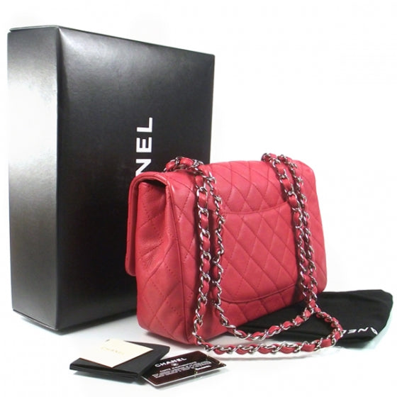 Caviar JUMBO Classic Flap Fuchsia Red