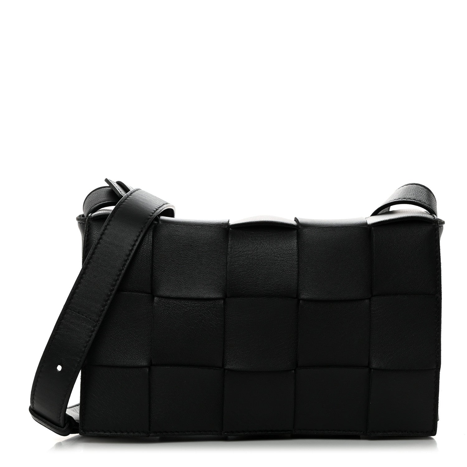 Bottega Veneta Lambskin Maxi Intrecciato Cassette Crossbody Bag Black 1 of 10