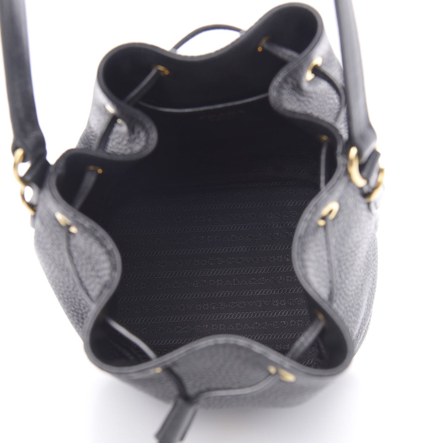 Vitello Daino Drawstring Bucket Black
