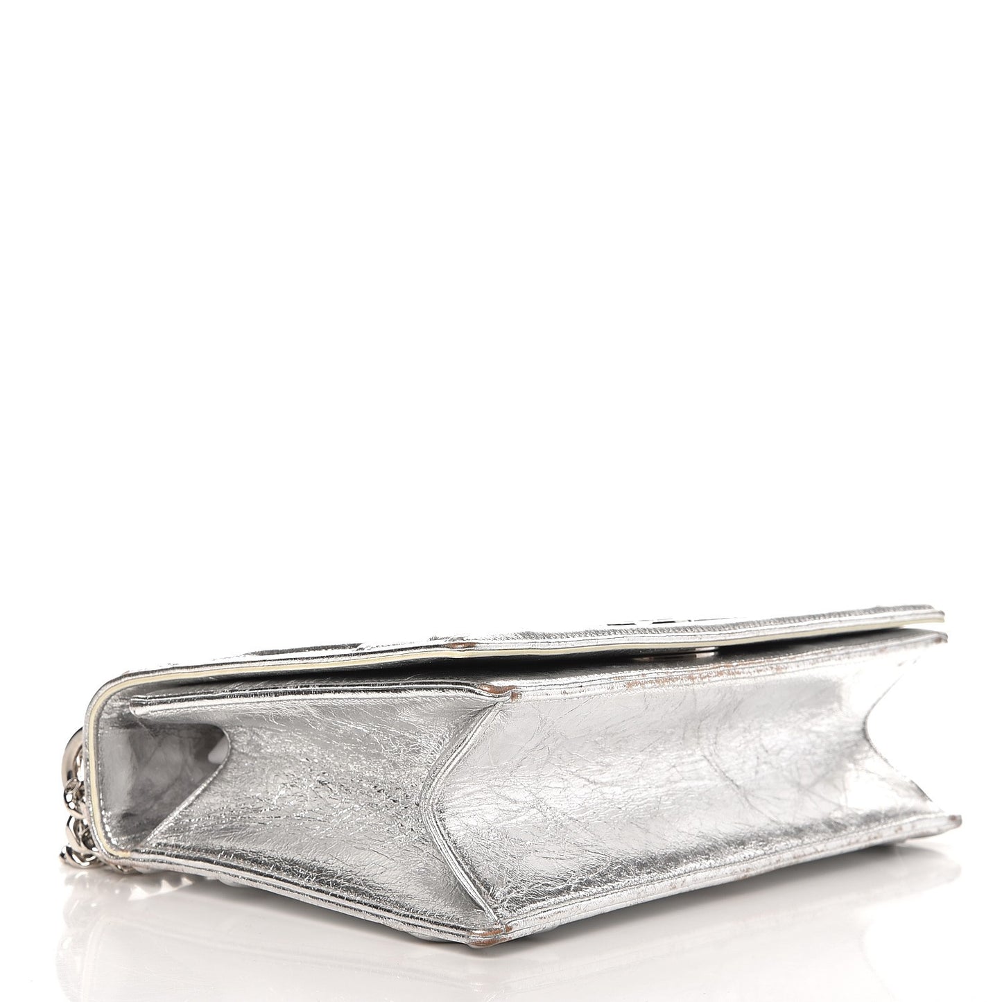 Metallic Crinkled Lambskin Medium Diorama Flap Bag Silver