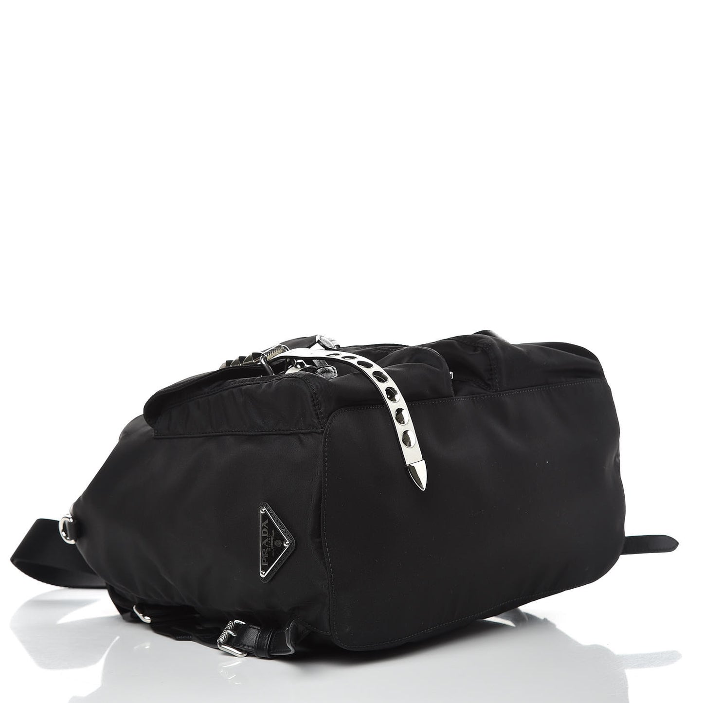 Nylon New Vela Studded Backpack Black White