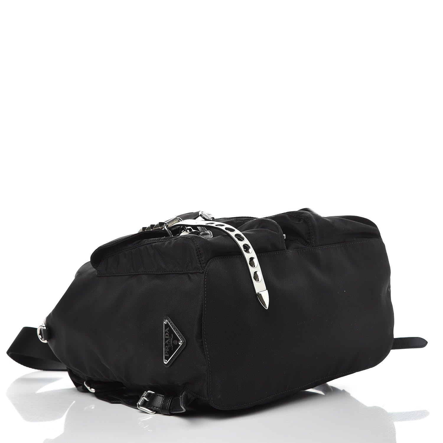 Prada Nylon New Vela Studded Backpack Black White 4 of 7