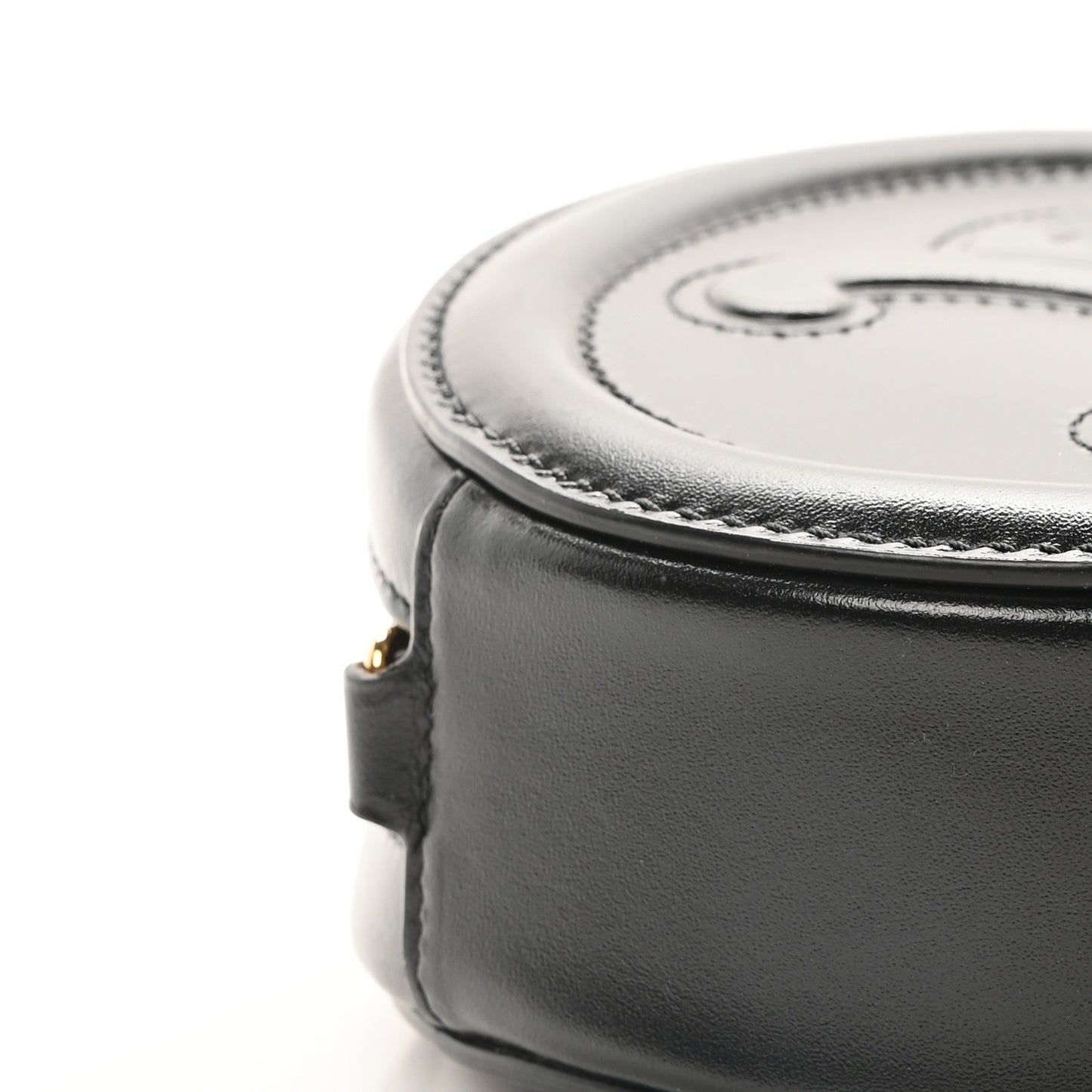 Smooth Calfskin Cuir Small Triomphe Oval Crossbody Purse Black