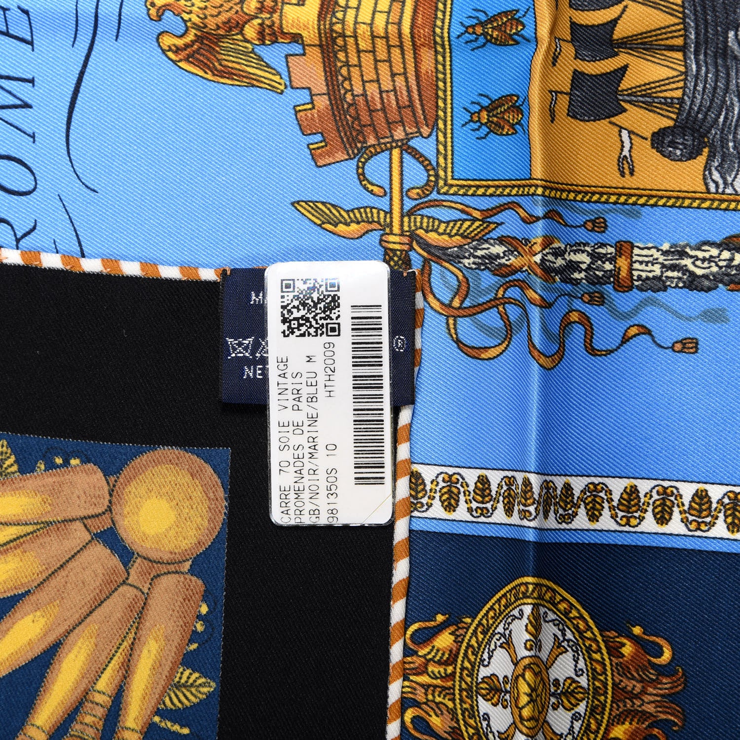 Hermes Silk Promenades de Paris Scarf 70 Black Marine Bleu 2 of 3