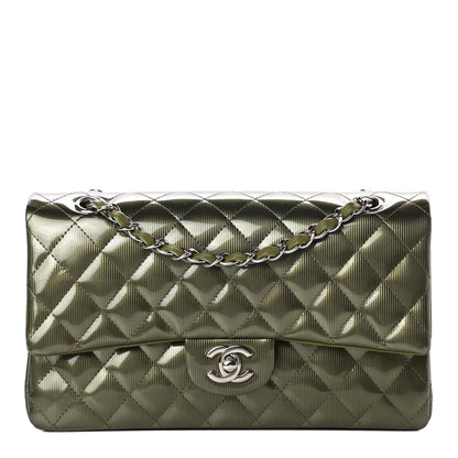 Chanel Striated Patent Quilted Medium Double Flap Green 1 of 11