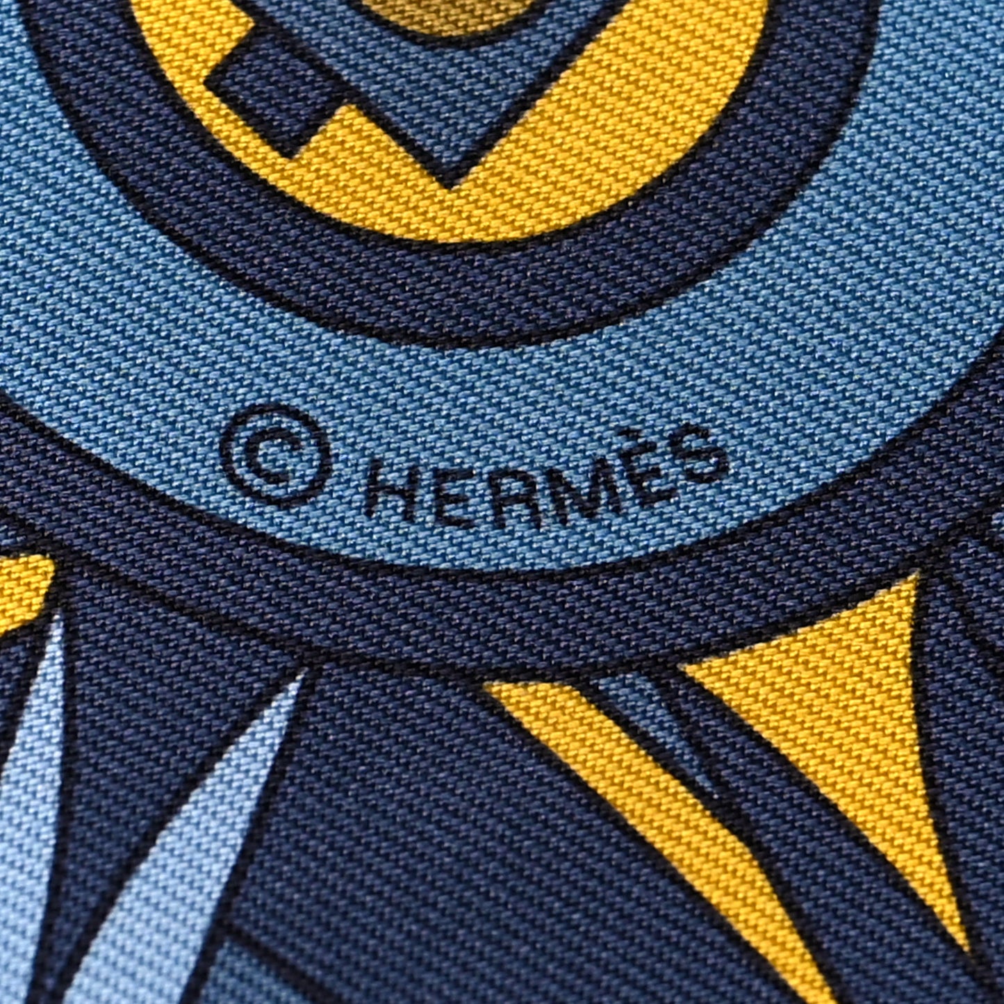 Silk Washington's Carriage Detail Twilly Gris Bleu Jean Jaune