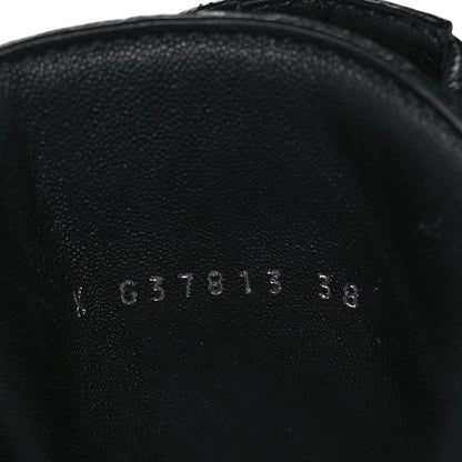 Chanel Calfskin Grosgrain Quilted Lace Up Boots 38 Black Grey 7 of 7