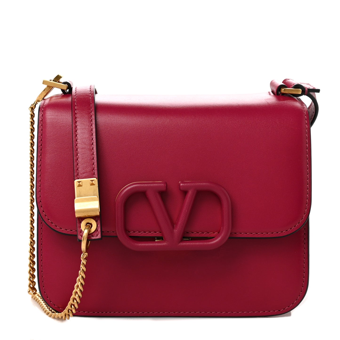 Smooth Calfskin Small VSling Shoulder Bag Fuchsia