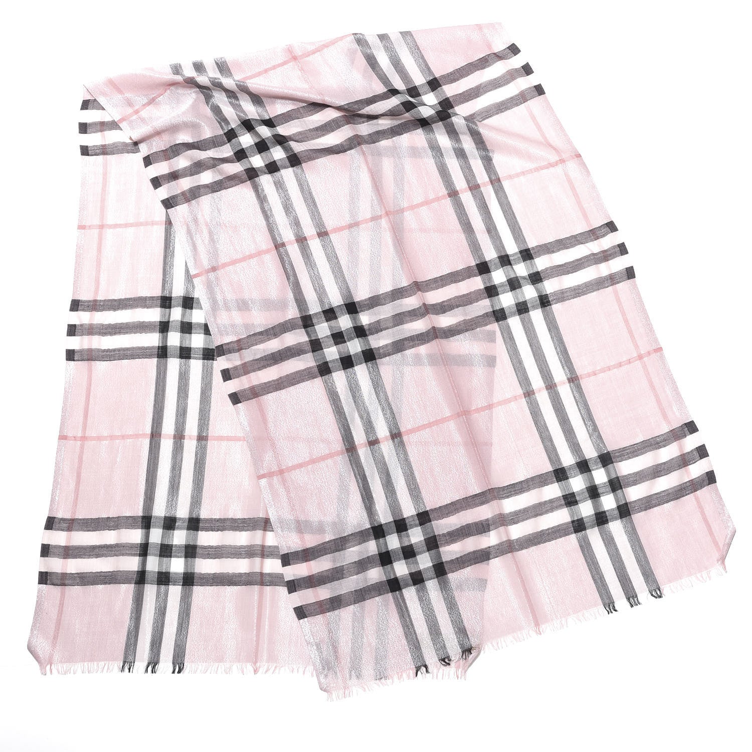 Burberry Silk Wool Gauze Giant Check Scarf Alabaster Pink 2 of 5
