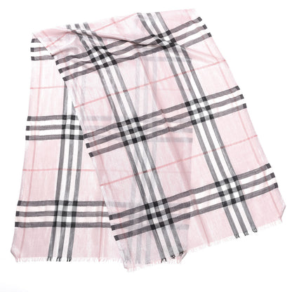 Burberry Silk Wool Gauze Giant Check Scarf Alabaster Pink 2 of 5