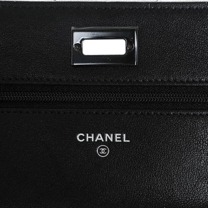 Chanel Sheepskin Chevron Quilted Reissue Wallet On Chain WOC So Black 6 of 8
