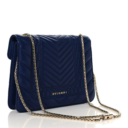 Bulgari Calfskin Quilted Serpenti Forever Shoulder Bag Navy 3 of 12
