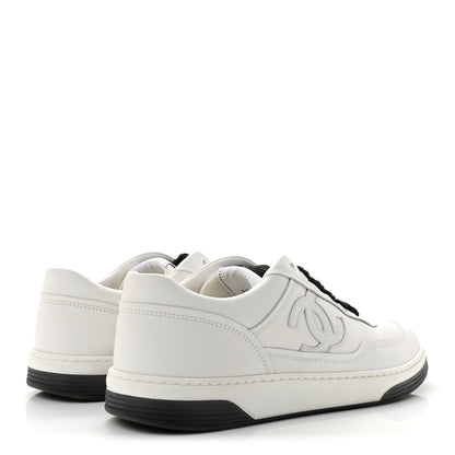 Chanel Calfskin CC Womens Sneakers 40 White Black 5 of 10