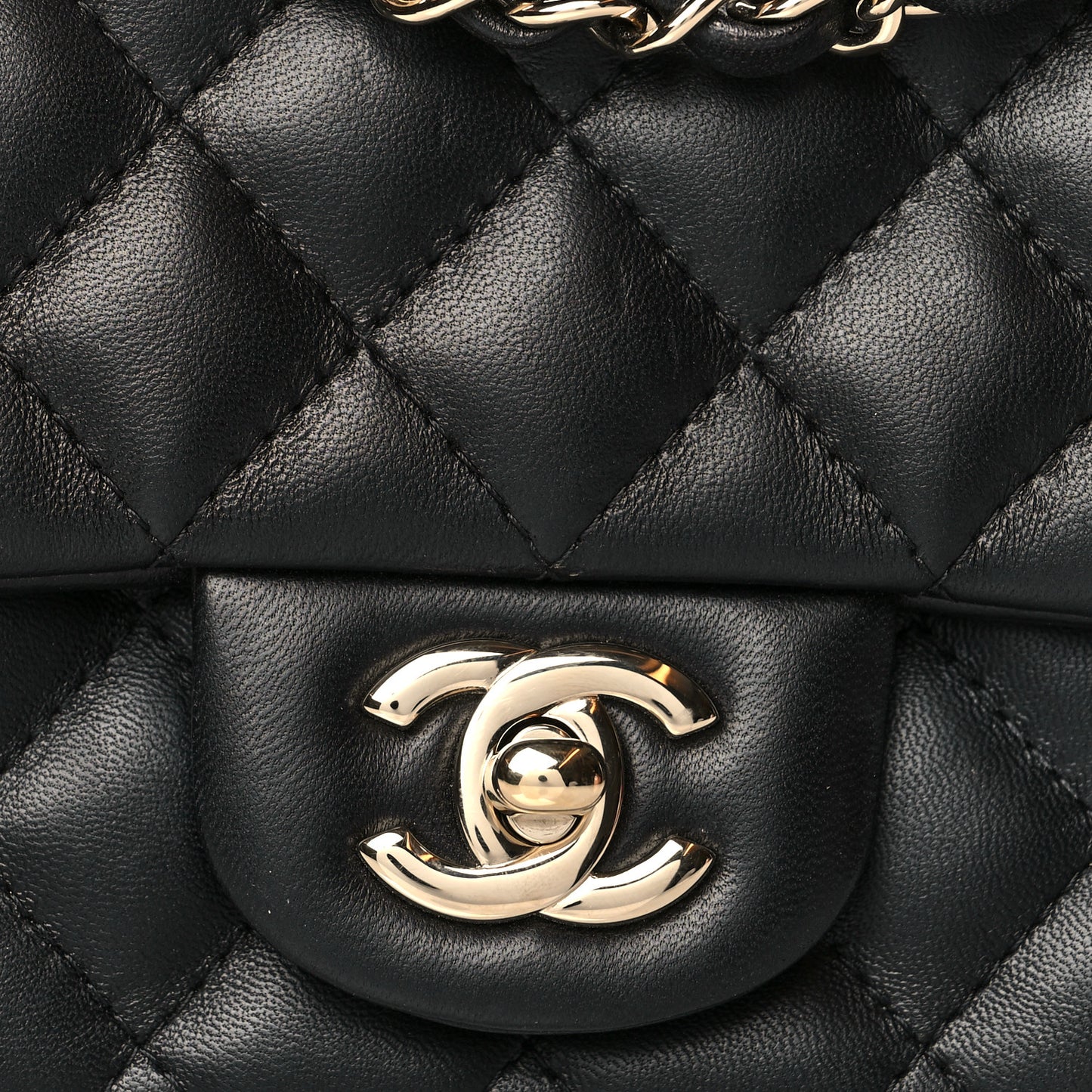Lambskin Quilted Mini Square Flap Black