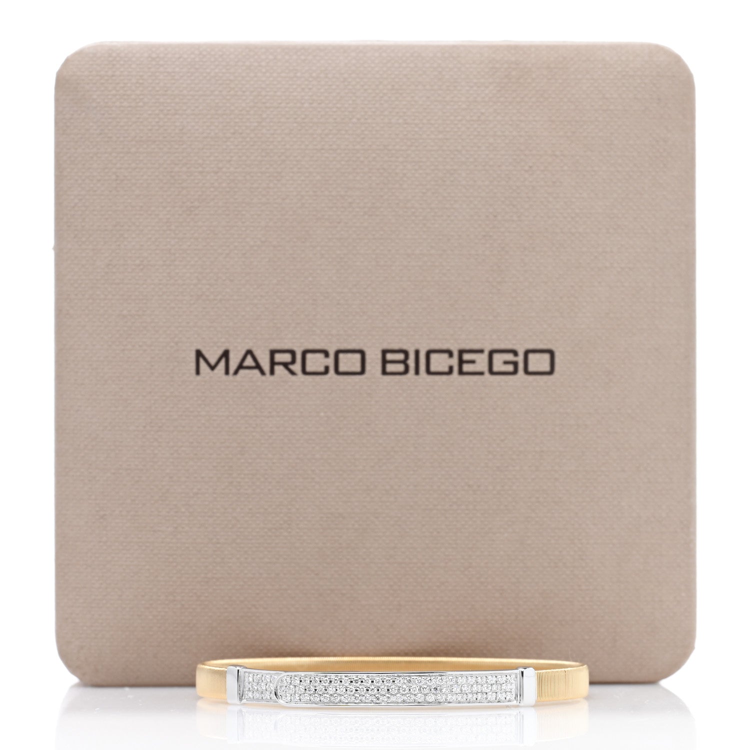 Marco Bicego 18K Yellow White Gold Diamond Thin Coil Pave Bangle Bracelet 4 of 4