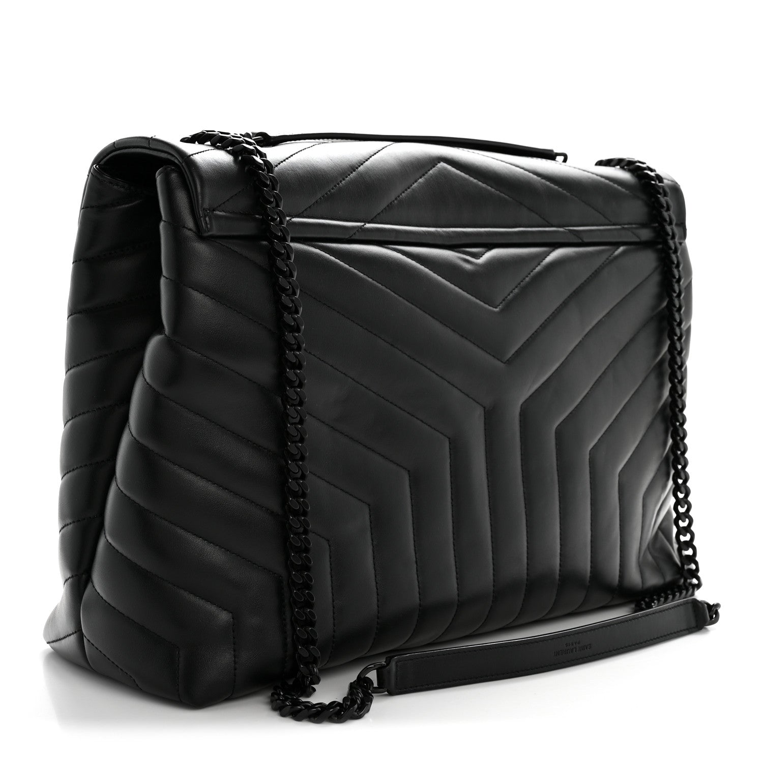 Saint Laurent Calfskin Y Quilted Monogram Monochrome Large Loulou Chain Satchel Black 3 of 13