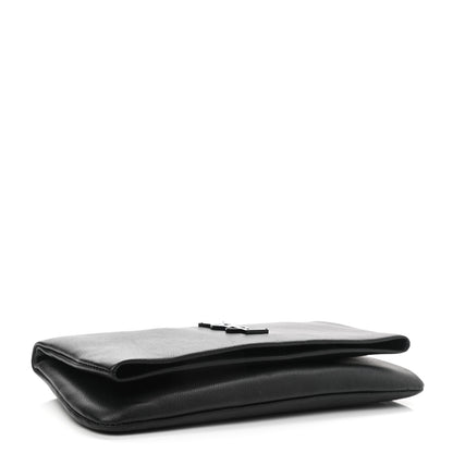 Saint Laurent Grain De Poudre West Hollywood Monogram Fold Over Clutch Black 4 of 8
