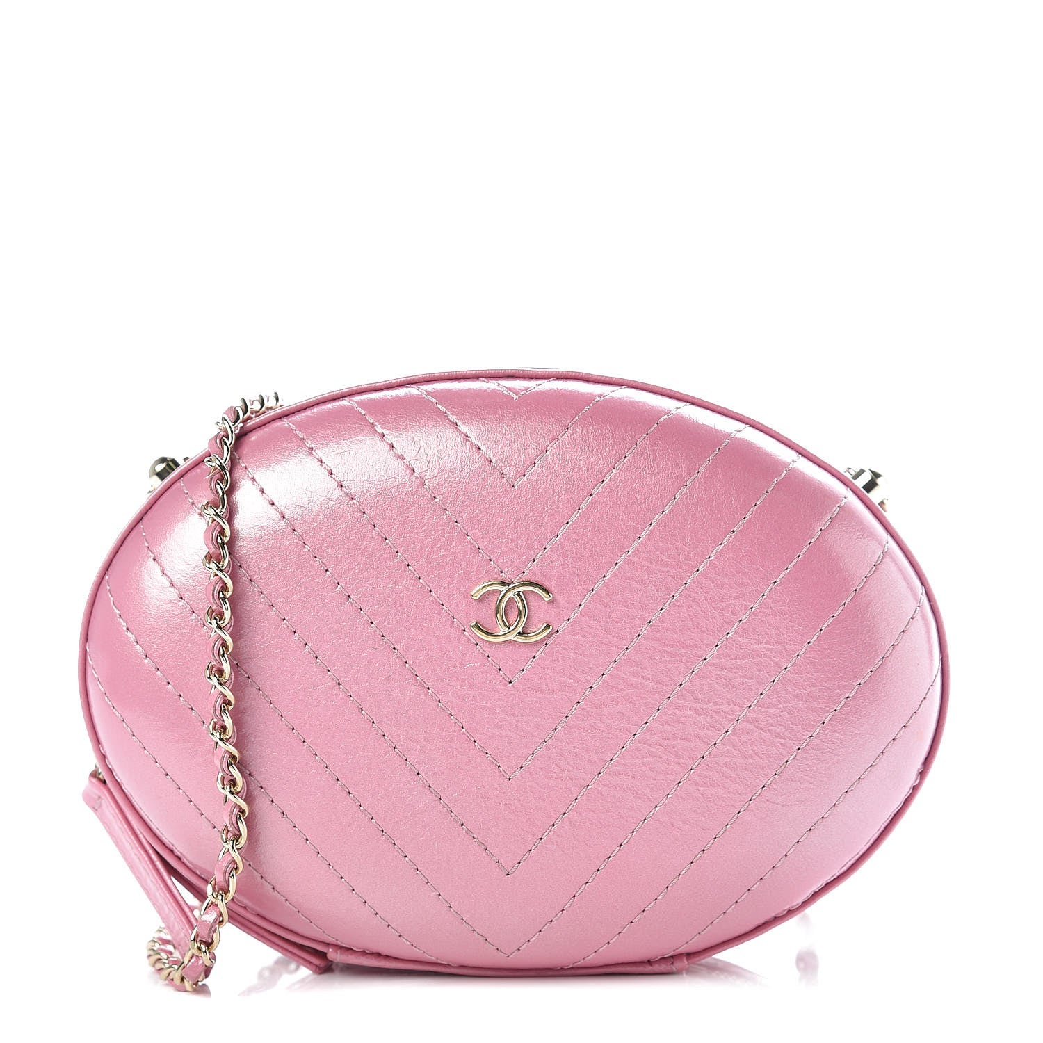 Chanel Calfskin Chevron Stitched Evening Bag Pink 1 of 7