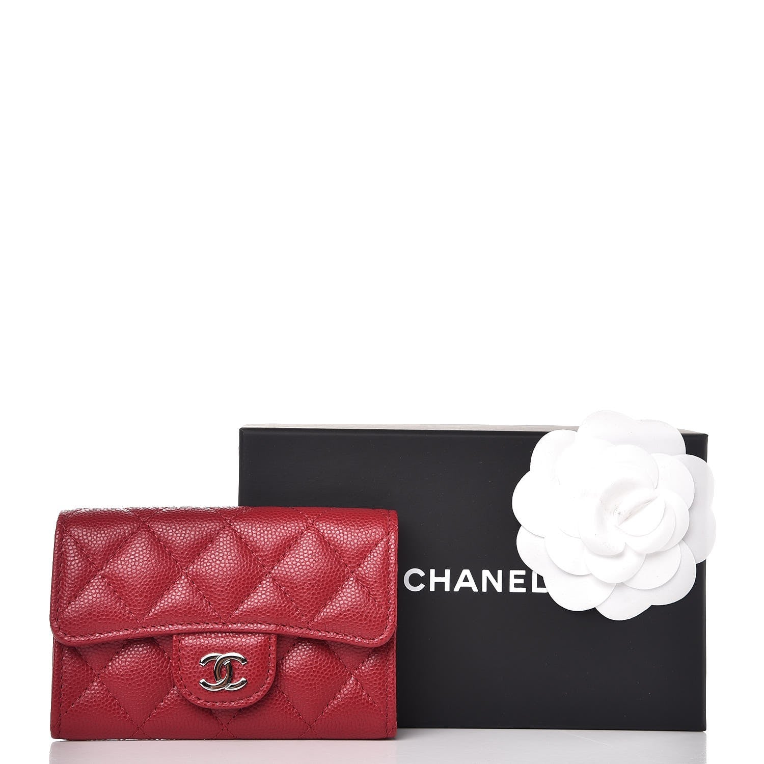 Chanel Caviar Quilted Flap Card Holder Dark Red 9 of 9