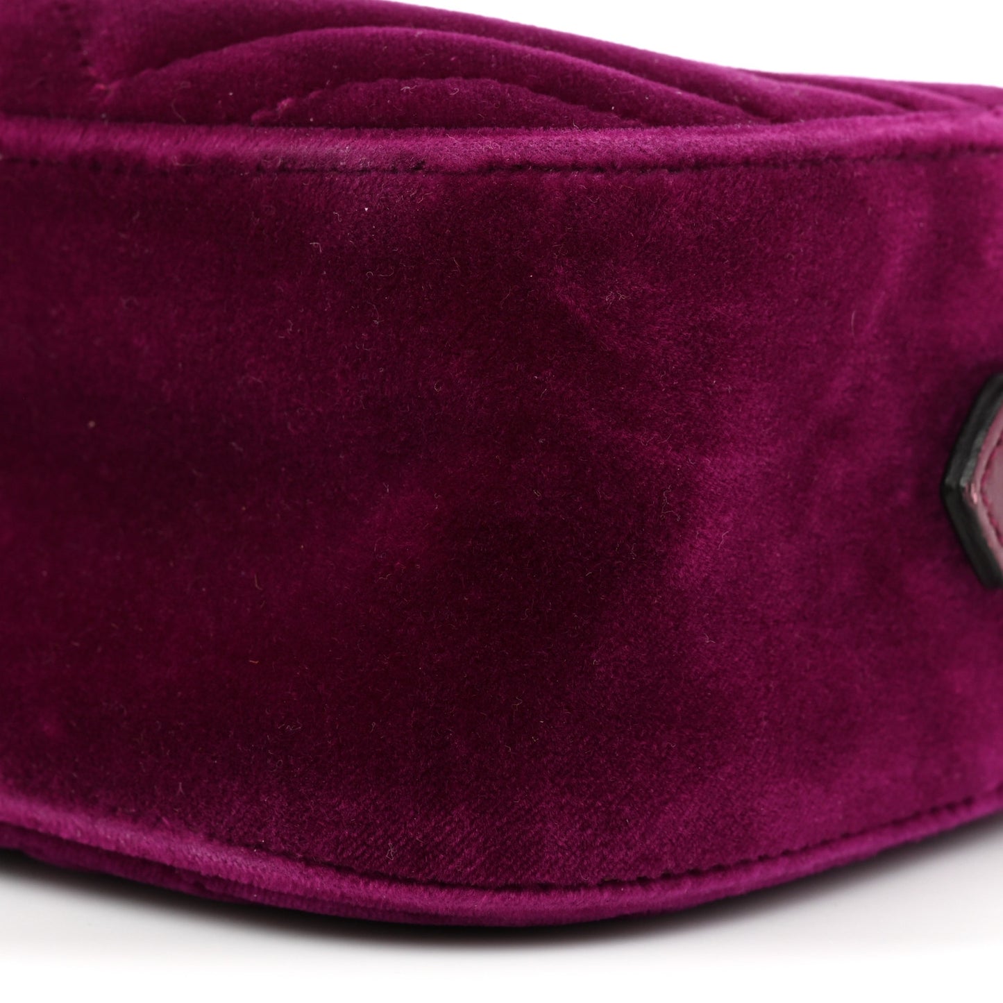 Velvet Matelasse Small GG Marmont Chain Shoulder Bag Fuchsia Violet Cyclamen