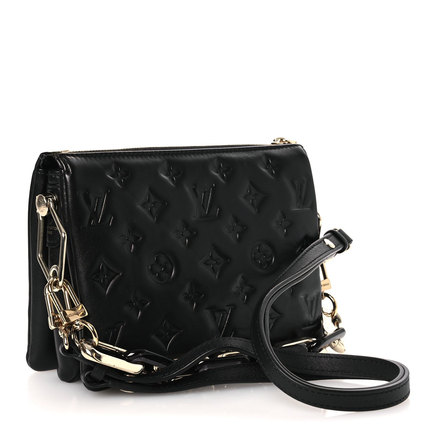 Louis Vuitton Lambskin Crystal Embellished Monogram Coussin BB Black 2 of 10