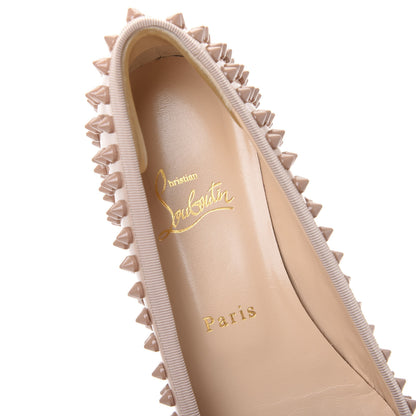 Christian Louboutin Patent Grosgrain Spikes Sonietta Flat 37 Nude 7 of 8