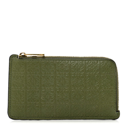 Loewe Calfskin Embossed Repeat Coin Card Holder Avocado Green 1 of 8