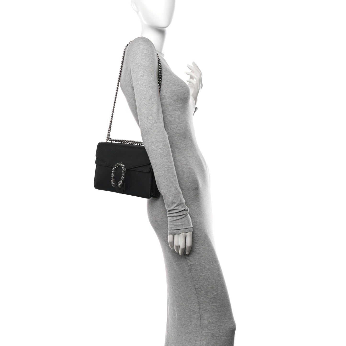 Pebbled Calfskin Small Dionysus Shoulder Bag Black