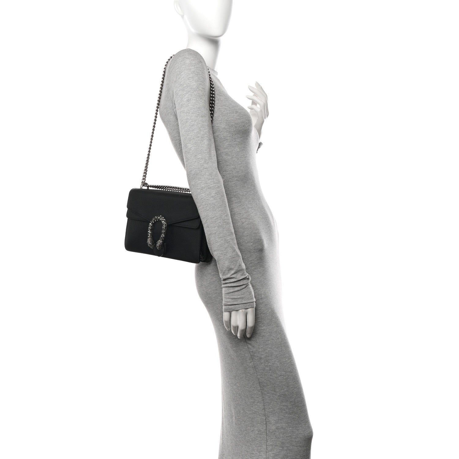 Gucci Pebbled Calfskin Small Dionysus Shoulder Bag Black 2 of 14