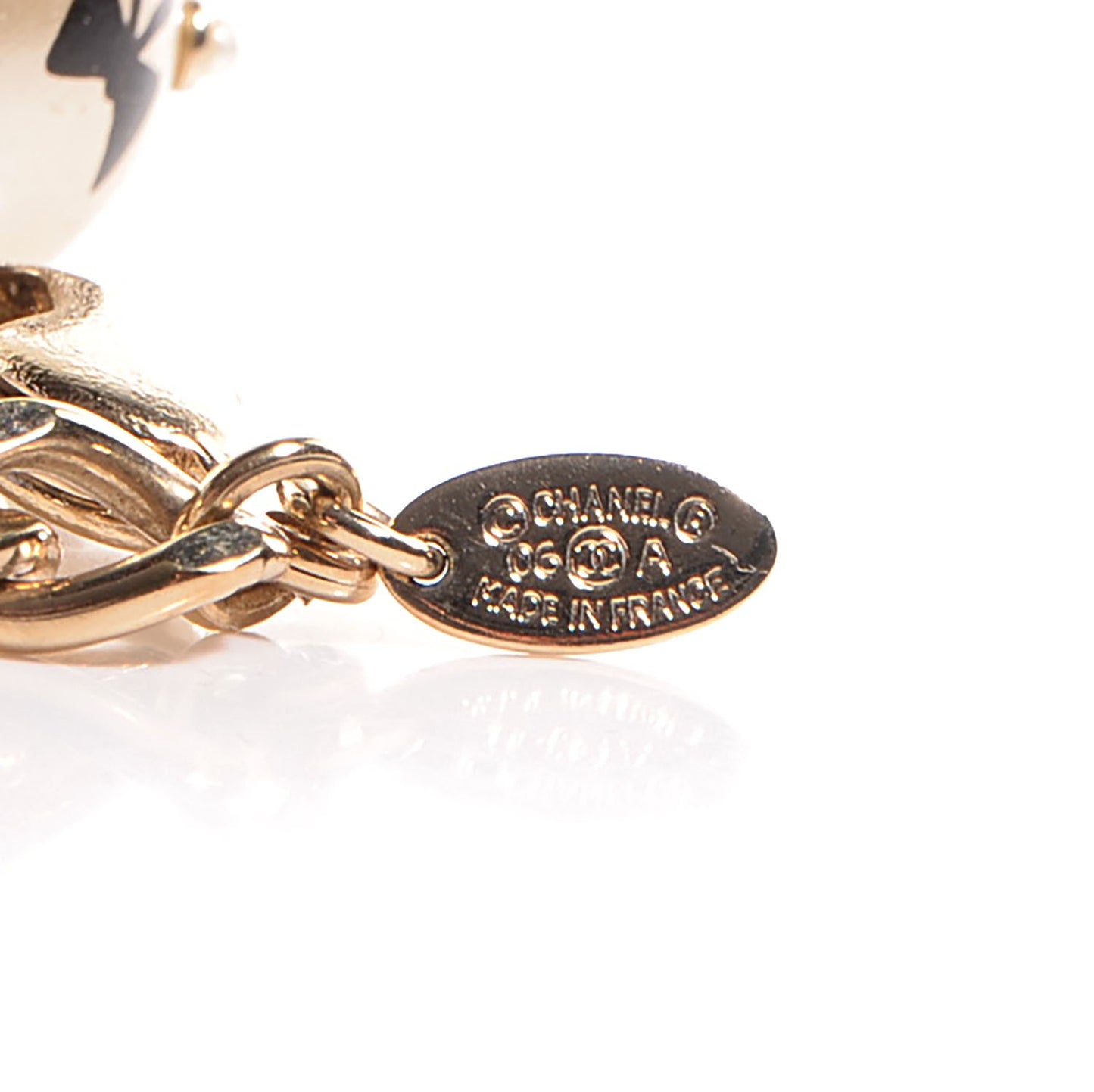 Pearl CC Bracelet Ivory Black Gold