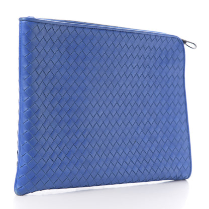 Bottega Veneta Nappa Intrecciato Flat Zip Pouch Blue 2 of 8