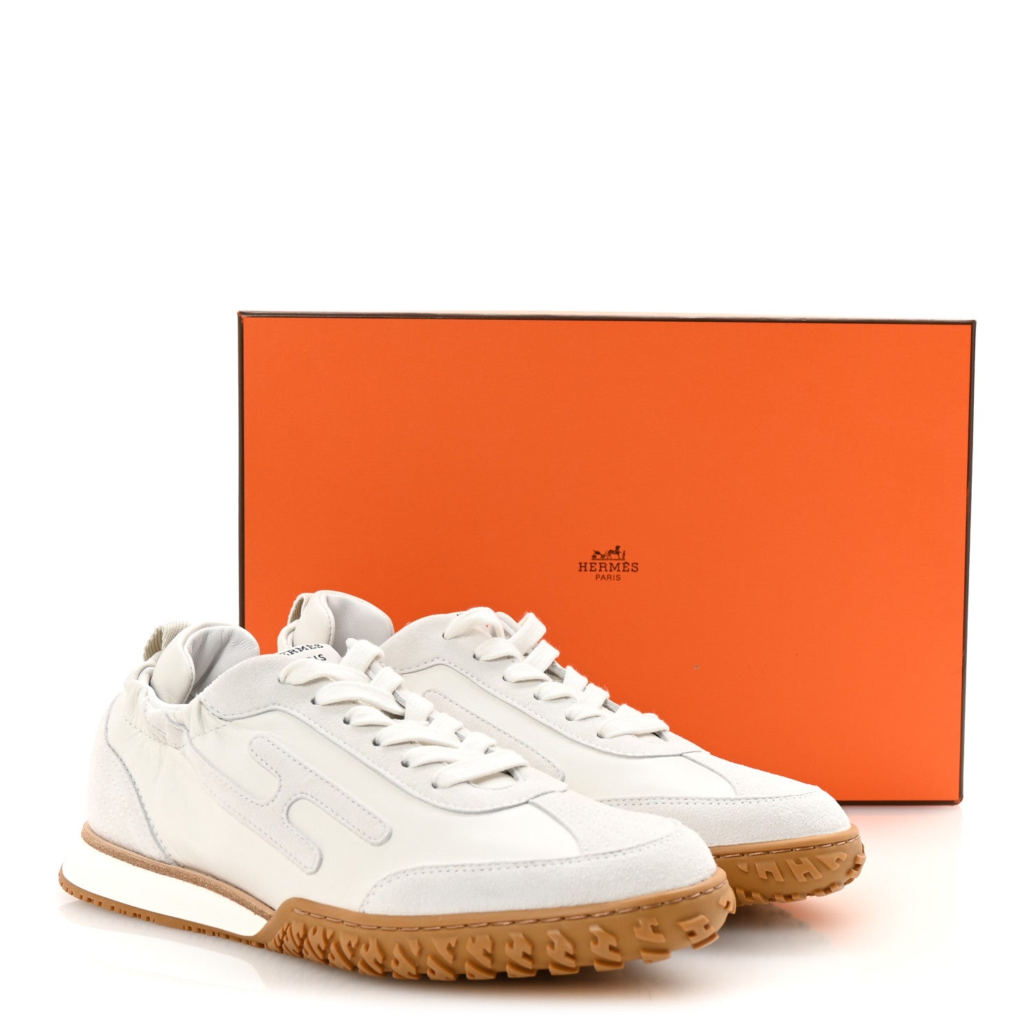 Hermes Nappa Suede Goatskin Jet Sneakers 37 White 9 of 9